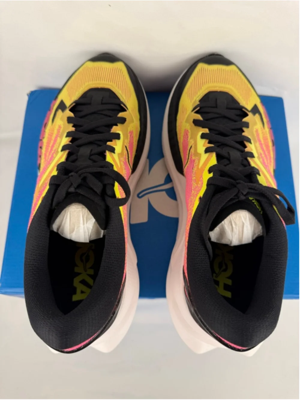 Men's Hoka Mafate X Athletic Shoes Size 8 Yellow Pink
